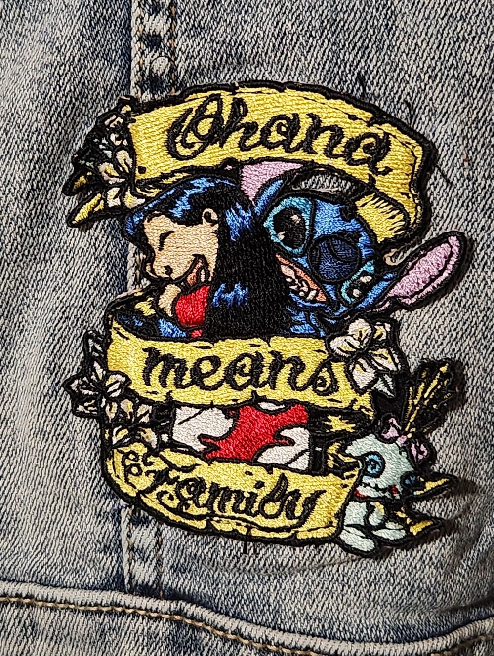 Disney Lilo & Stitch Denim Patch Jacket Size XS - Picture 5 of 10